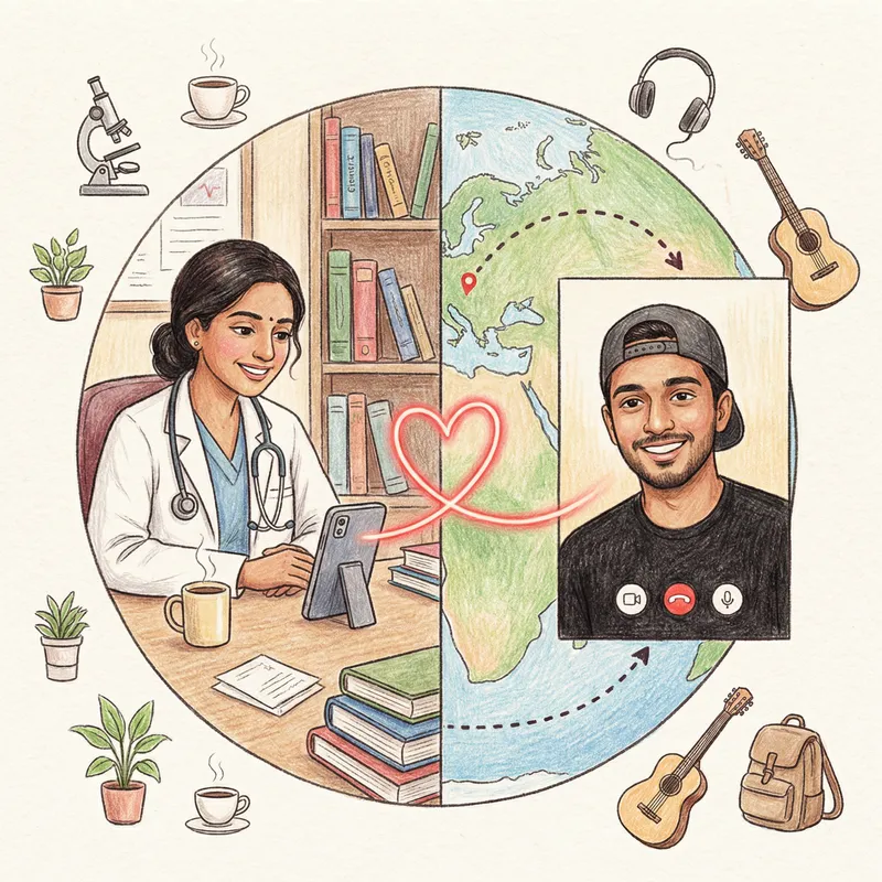 Sentimental Long-Distance Relationship Illustration