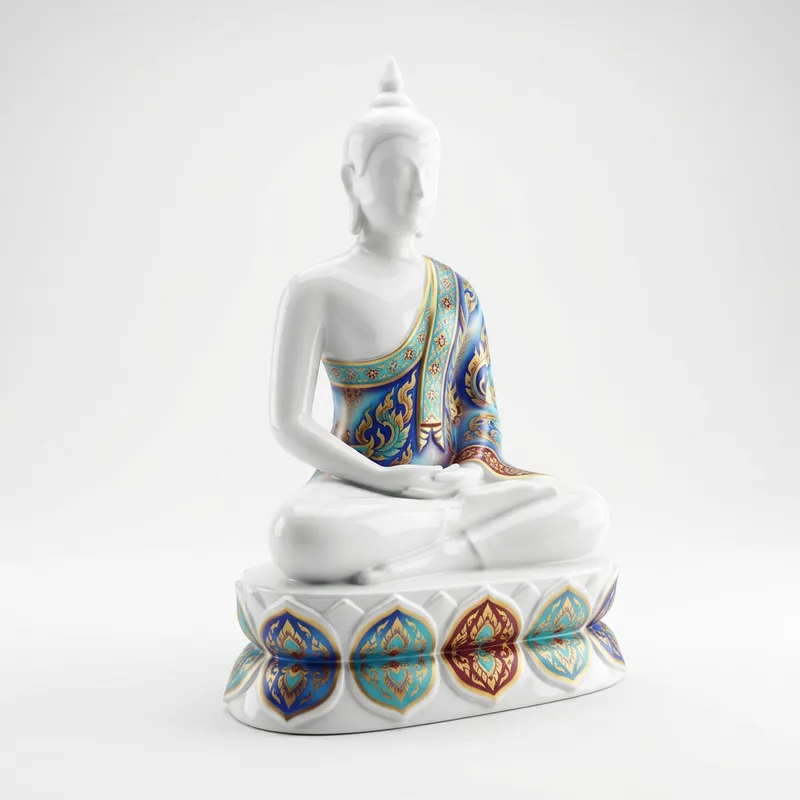 Minimalist 3D CG Buddha Sculpture with Elegant Design