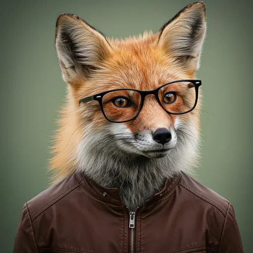 Trendy Fox in Glasses and Jacket