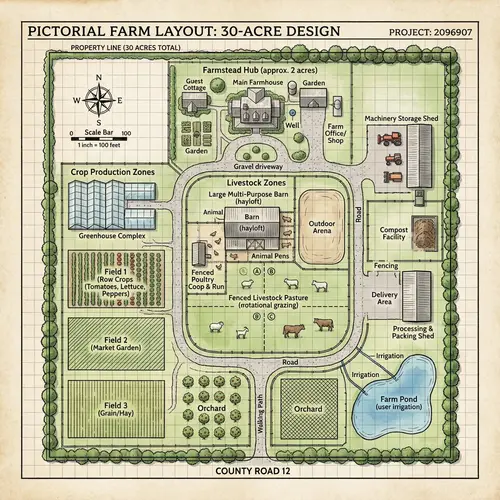 Blueprint of a 30 Acre Eco-Friendly Farm Design