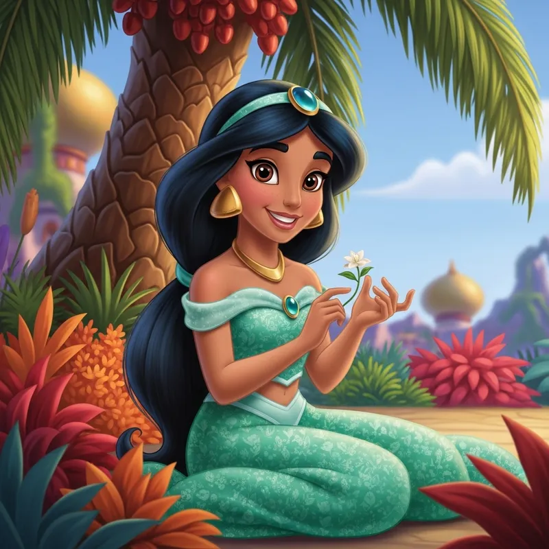 Disney Princess Jasmine Inspired Girl Illustration