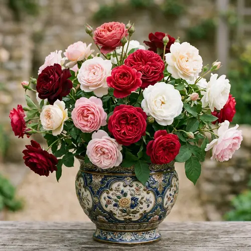 Exquisite Rose Flowers in Ceramic Pot | Beautiful Images