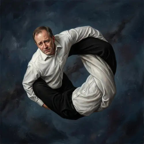 Twisted & Contorted: Middle-Aged Man as Mobius Strip