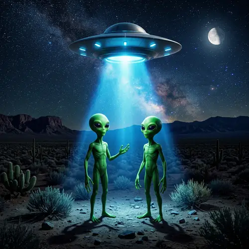 Classic Alien Encounter: Vivid Depiction of Green Extraterrestrials