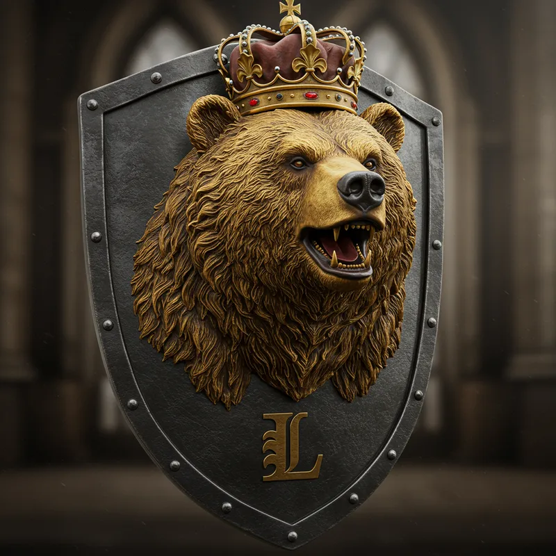 Golden Bear Crest with Crown and Letter L