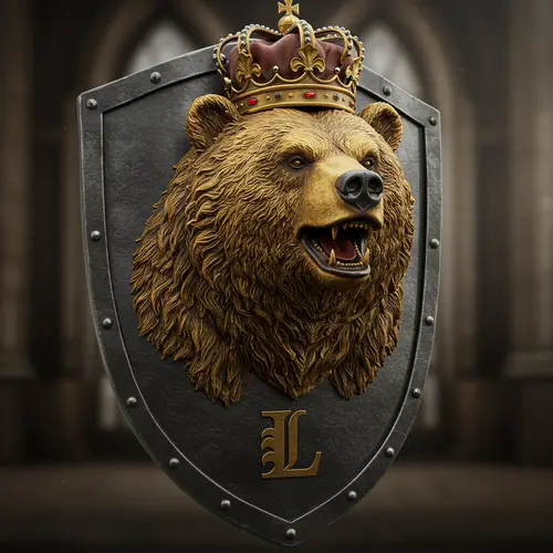 Golden Bear Crest with Crown and Letter L