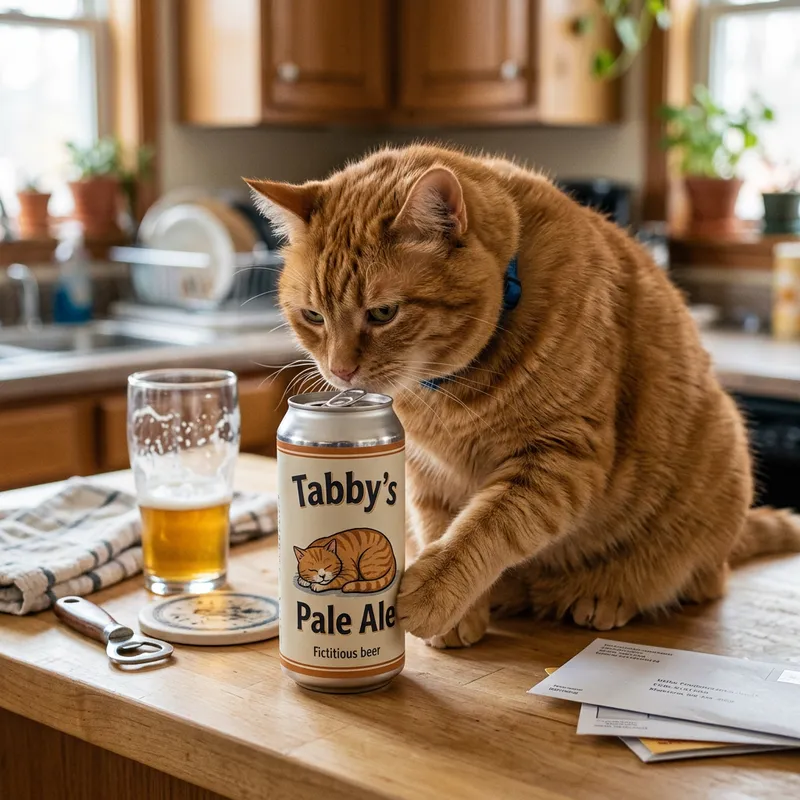 Huge Cat Drinking Beer - Cute Feline Enjoying a Beverage Huge Cat Drinking Beer - Cute Feline Enjoying a Beverage