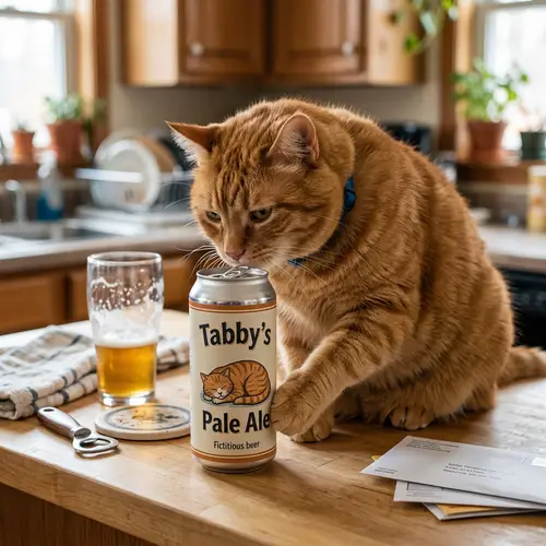 Huge Cat Drinking Beer - Cute Feline Enjoying a Beverage
