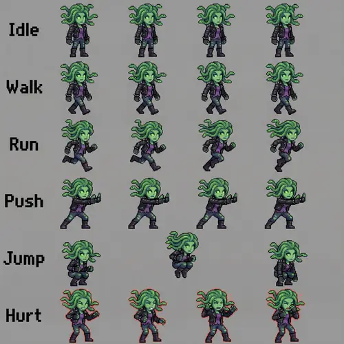 Medusa Pixel Art Sprite Sheet for 2D Platformers