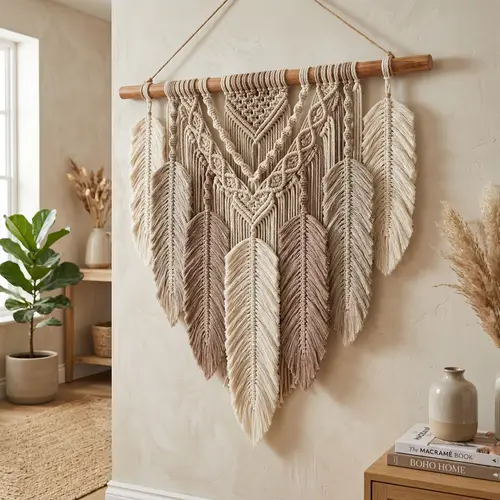 Feather-Like Macramé Tapestry | Intricate Knotting Patterns