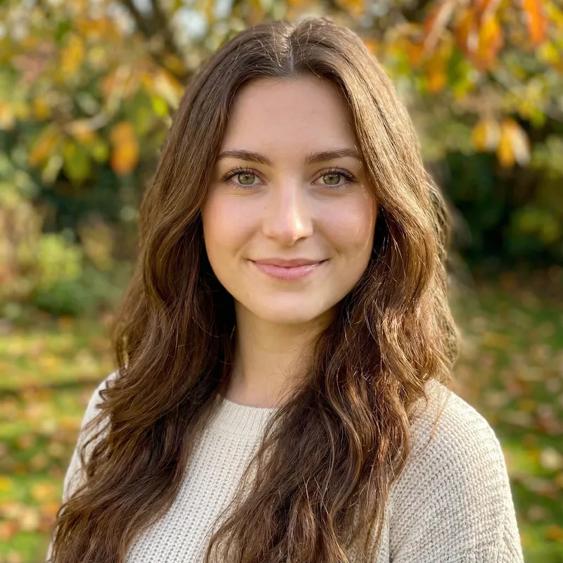 Beautiful Girl with Hazel Green Eyes and Chestnut Hair