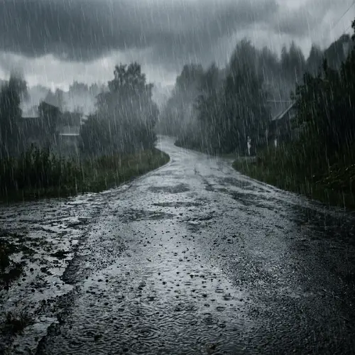 Tranquil Rainfall Scene: Moody and Dramatic Atmosphere