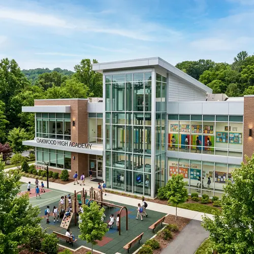 Modern Two-Story School Building with Elevators