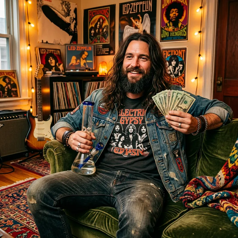 Dave Grohl Smoking Bong and Counting Cash