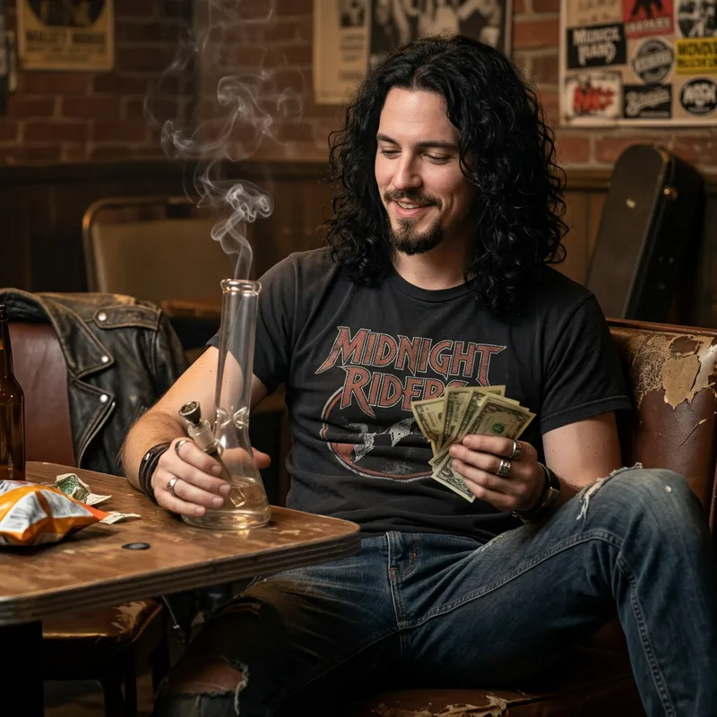 Musician Holding Bong with Money - Lifestyle Scene