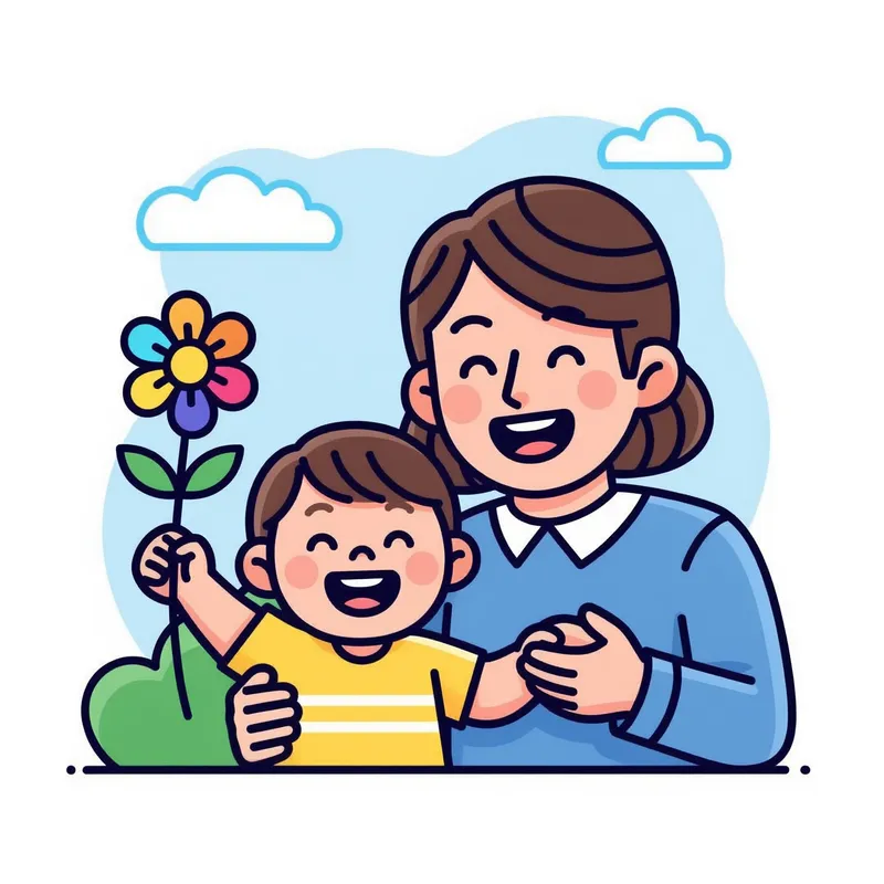 Happy Parent and Child Clipart