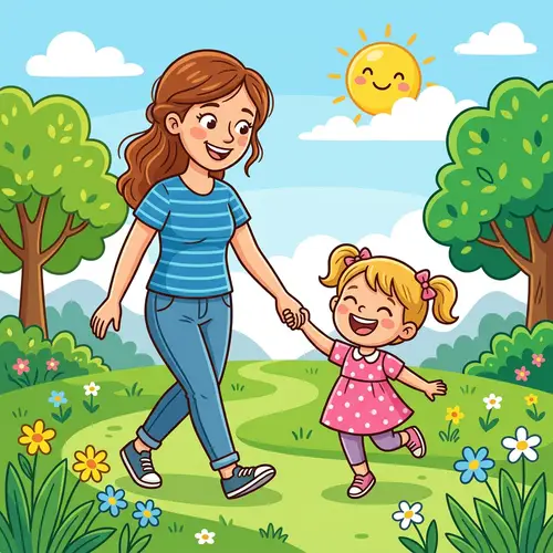 Happy Parent and Child Clipart