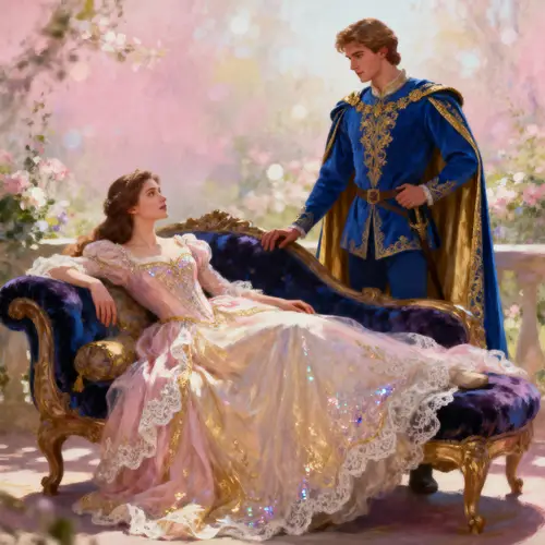 Whimsical Princess Gown Fairy Tale Scene