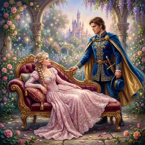 Whimsical Princess Gown Fairy Tale Scene