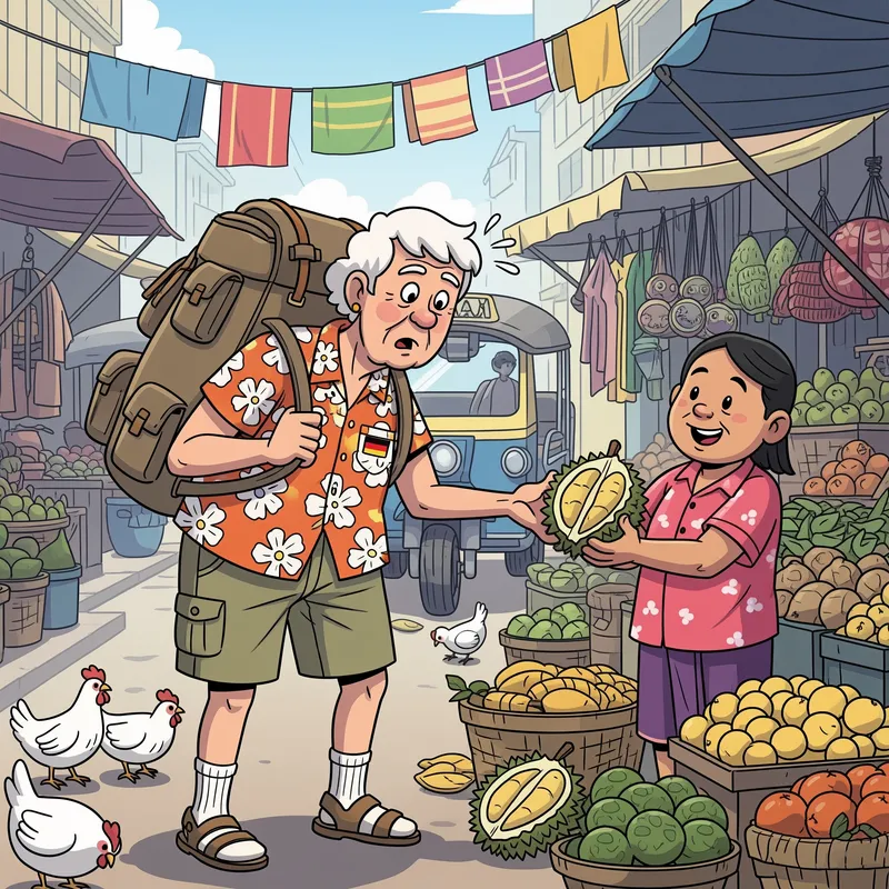 Elderly Immigrant Cartoon: Life Abroad