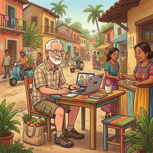 Elderly Immigrant Cartoon: Life Abroad