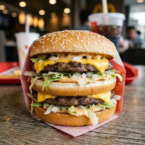 Delicious Big Mac Hamburger with Double Beef Patties and Special Sauce