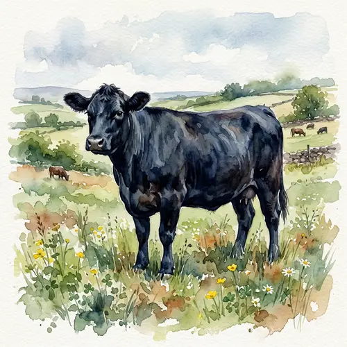 Watercolor Angus Cow Art - Beautiful Farm Decor