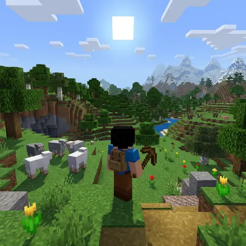 Immersive Pixelated Voxel Game Scene: Player's First Day Adventure