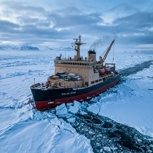 Icebreaker Ship Navigating Frozen Waters