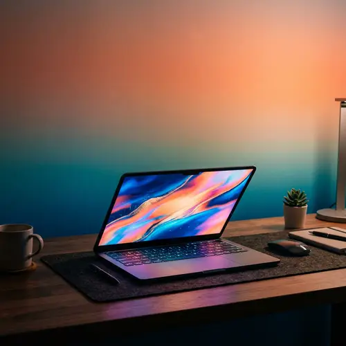 Hit Res Laptop with Gradient Background - Ultra Modern