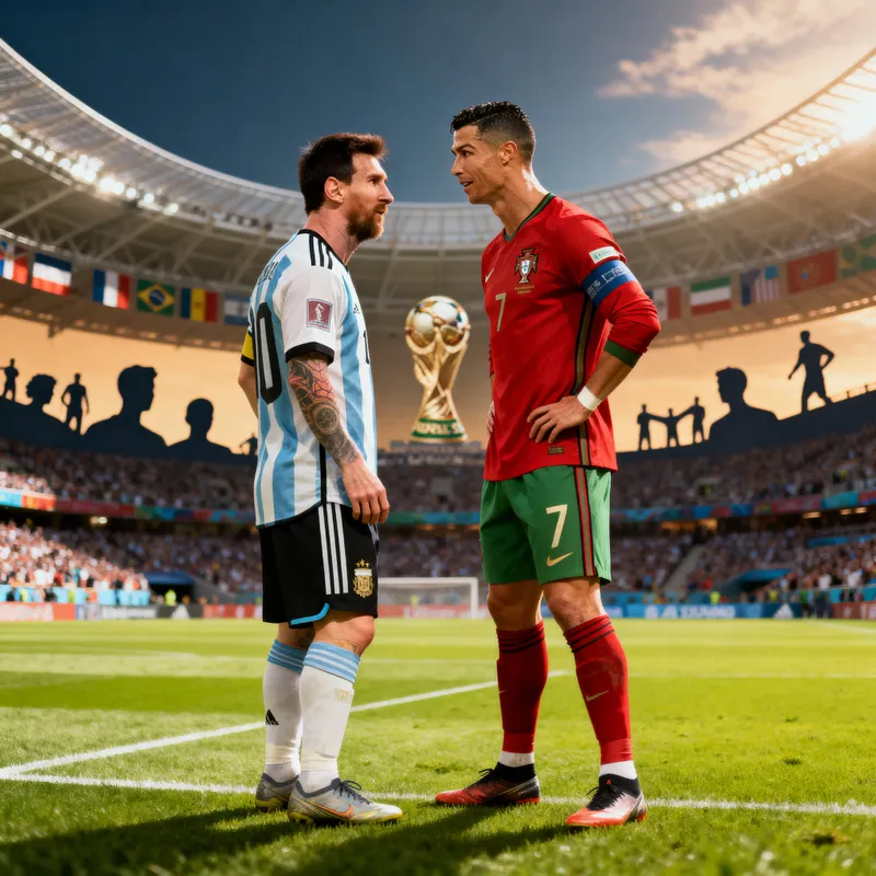 Messi and Ronaldo Talking at the World Cup
