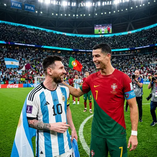 Messi and Ronaldo Talking at the World Cup