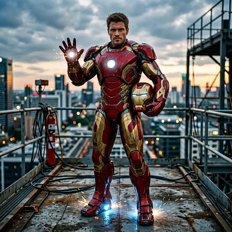 Tom Cruise in Iron Man Suit: Action Hero in Red & Gold Armor