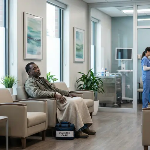 African American Man with Diabetes at Health Center
