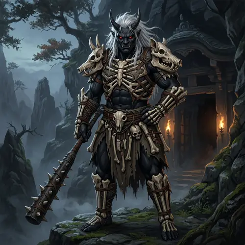 Oni with Black Skin and Bone Armor