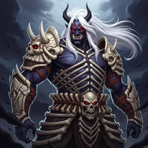 Oni with Black Skin and Bone Armor