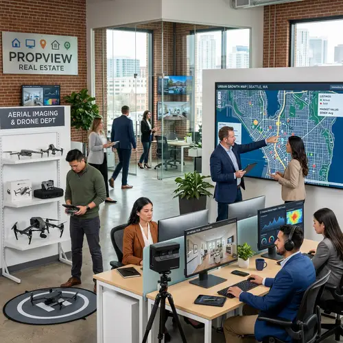Innovative Real Estate Office with Drones & 3D Tech