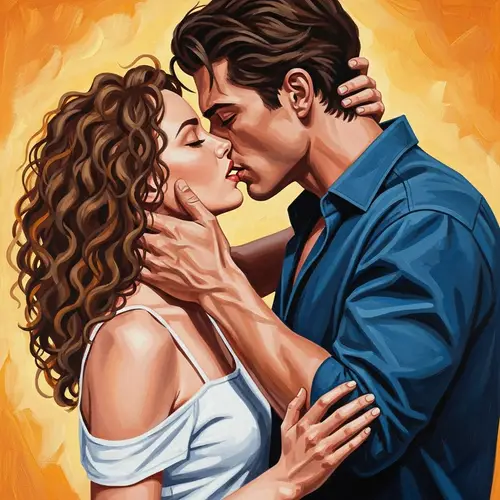 Passionate Kiss Between Two Figures in Art