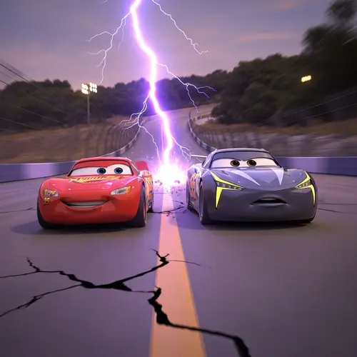 Lightning McQueen Races Past Jackson Storm