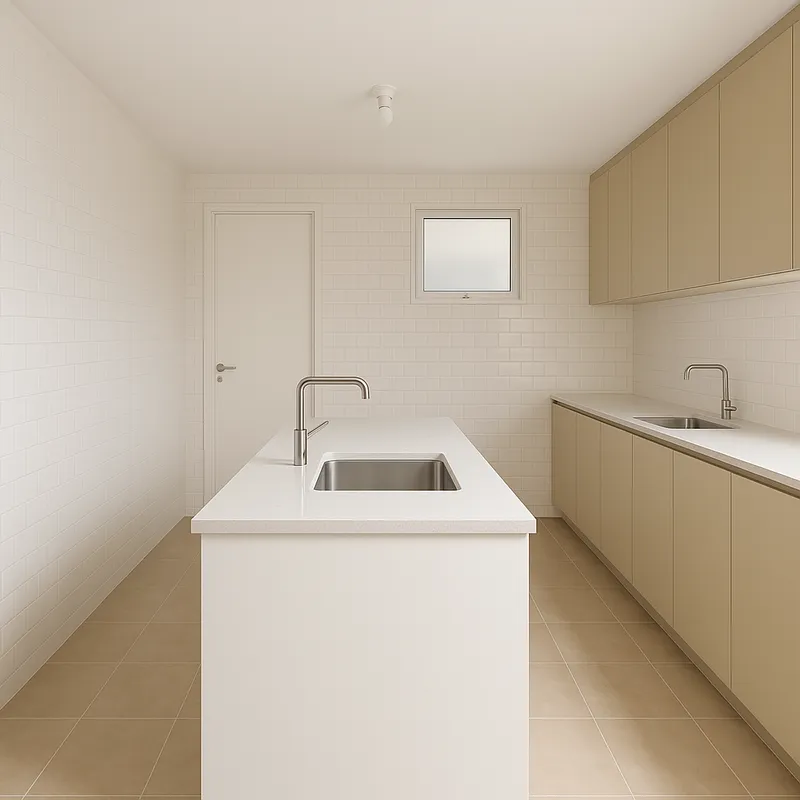 Stylish Kitchen Island with Quartz Sink Design