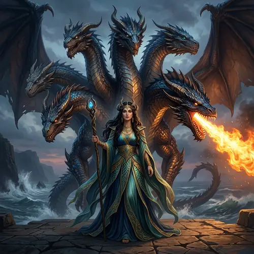 Majestic Goddess Tiamat and Six-sectioned Draconian