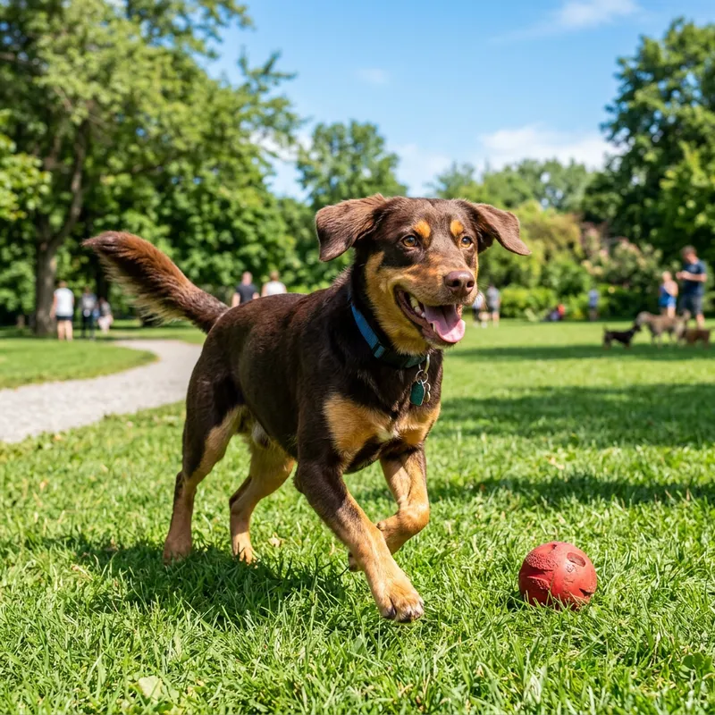 Lively Dog Playing in Green Park