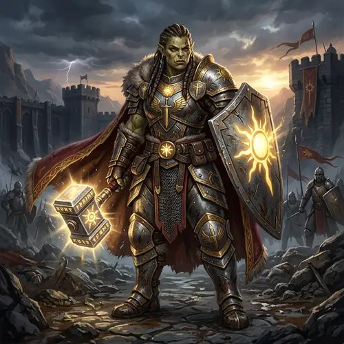 Female Orc Paladin: Fierce Fantasy Warrior