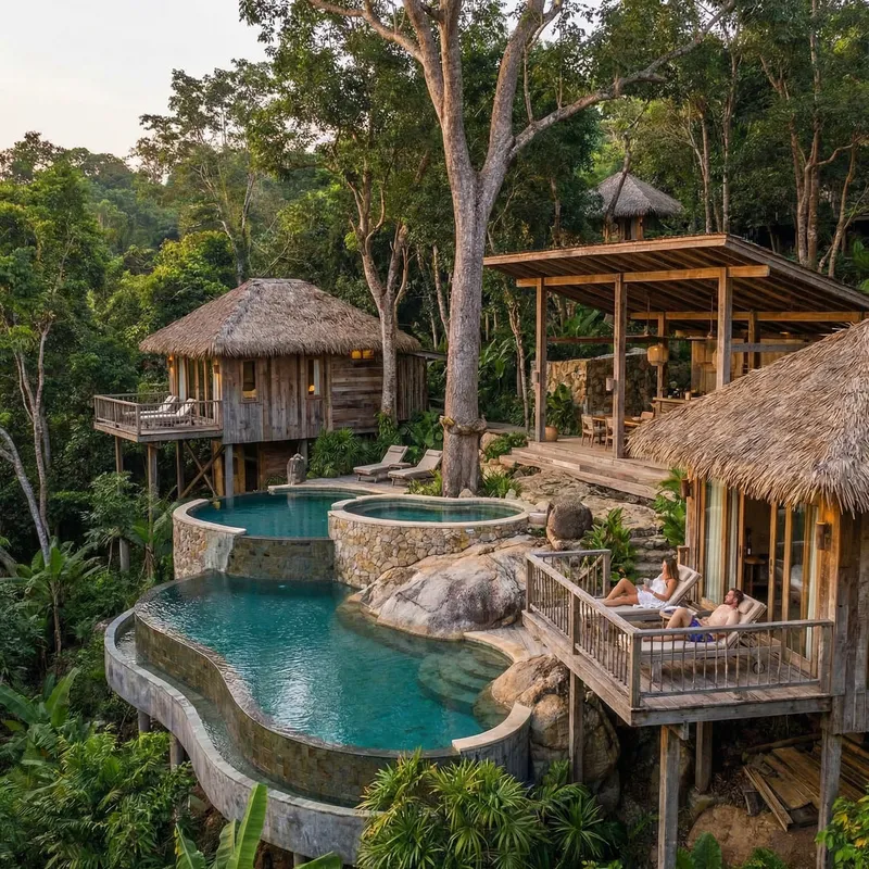 Nature-Inspired Hotel Bungalows with Private Pool