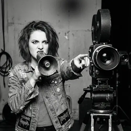 Fiery Red-Haired Girl with Megaphone | Punk Rock Attitude