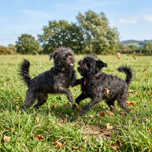 Playful Affenpinschers in Grassy Field | Fun Dog Fight