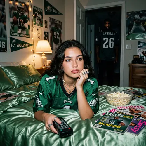 Dreamy Y2K Portrait in Eagles Jersey