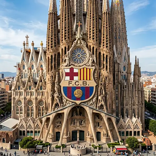 Barcelona FC Emblem on Sagrada Familia: A Unique Fusion