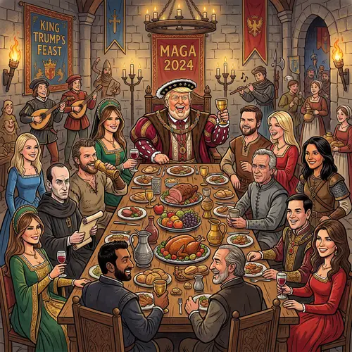 Trump as a Medieval King: Cartoon Fun