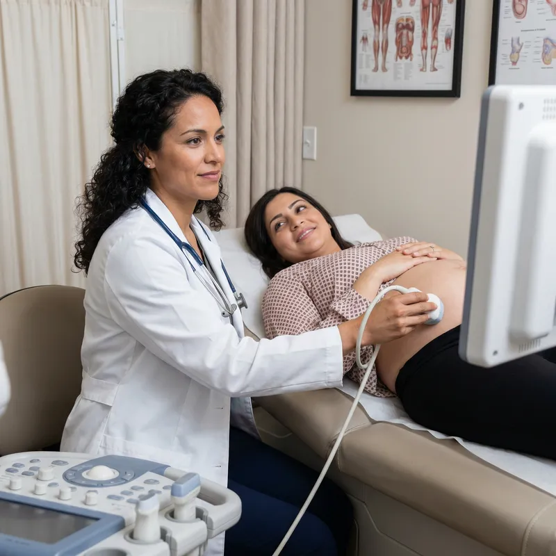 Pregnancy Health: Doctor Performing Fetal Heart Check